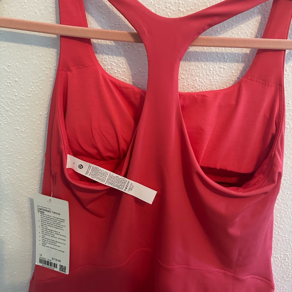 Lululemon Court Crush Tennis Dress Size 12 NWT Hot Pink Athletic Racerback Prep - Picture 9 of 10